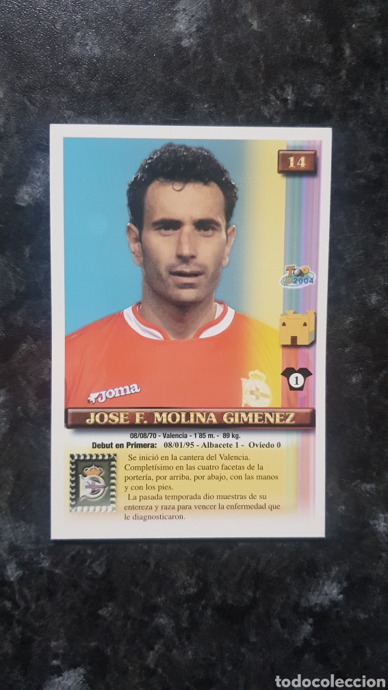 Collezionismo sportivo: &deg; 14 Megacard Molina Top Liga f&uacute;tbol 2003/2004