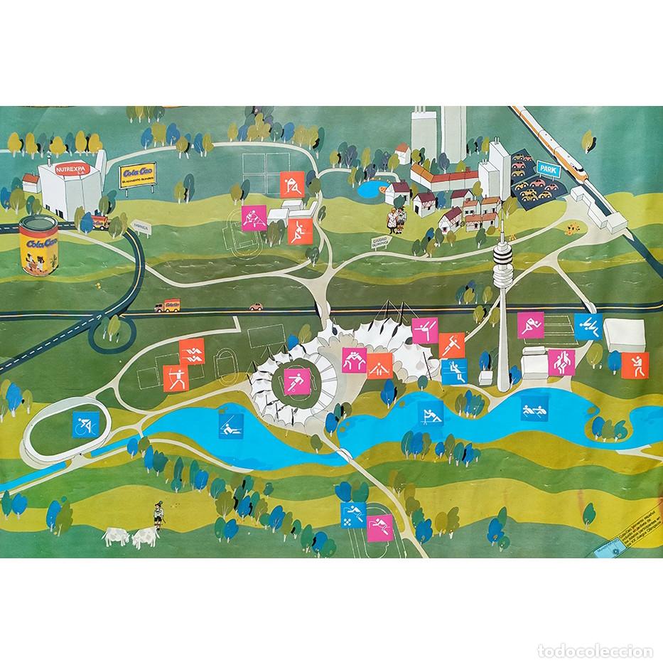 Sammelleidenschaft Sport: POSTER COMPLETO CIUDAD OLIMPICA Juegos Olimpicos MUNICH 1972 COLACAO Cola Cao NUTREXPA. 86 x 62 cms
