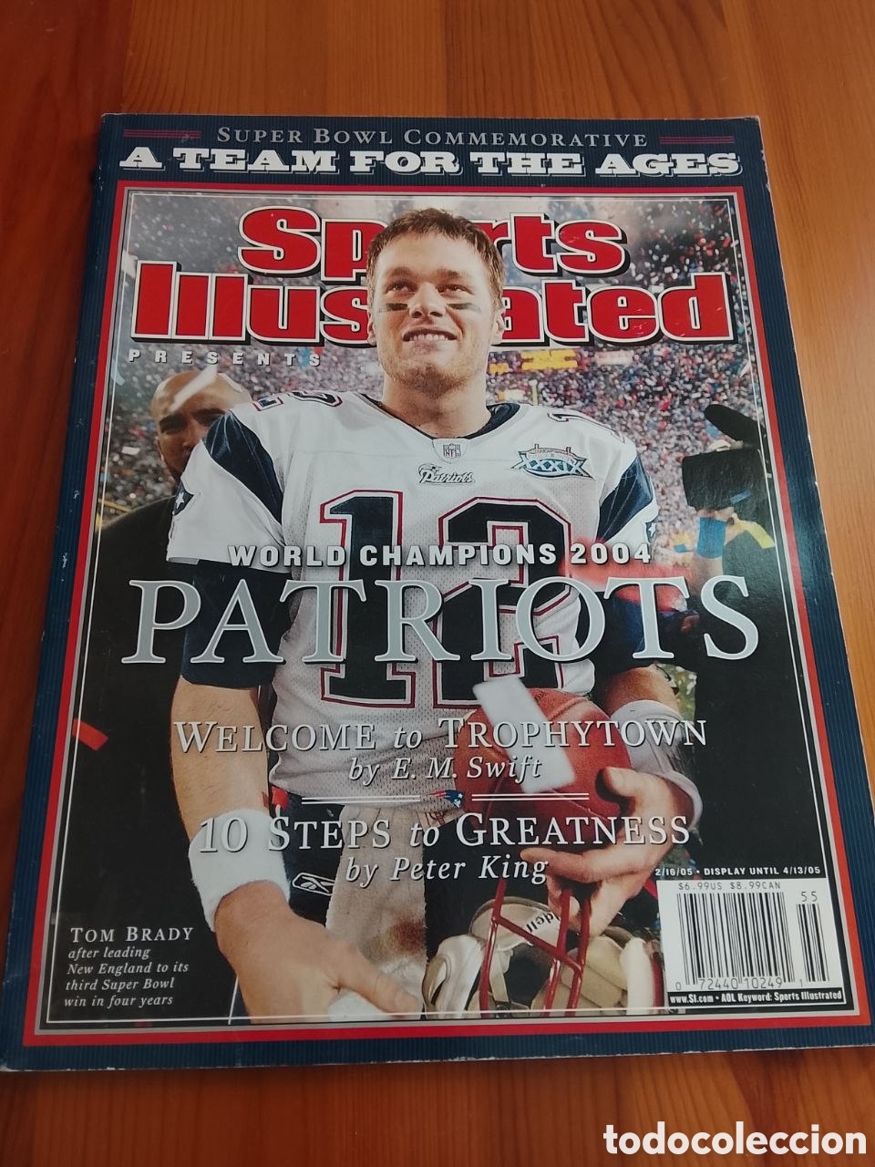 Coleccionismo deportivo: Sports Illustrated. 2004. Conmemorativo de New England Patriots Super Bowl 39. Tom Brady.
