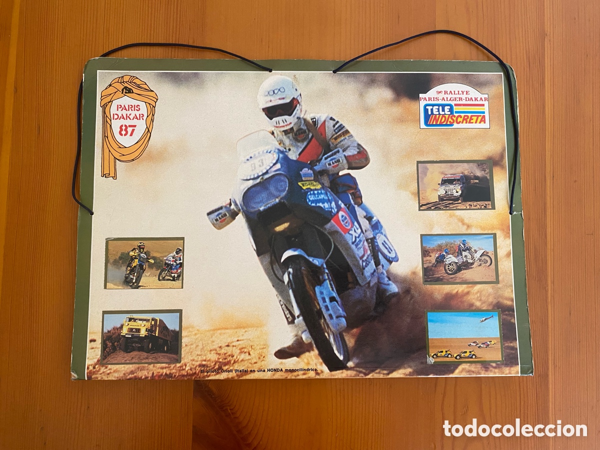 Coleccionismo deportivo: &Aacute;lbum / Carpeta Cromos Desplegable Rallye Paris-Dakar 87 - Tele Indiscreta - &iexcl;COMPLETO! (39 Cromos)