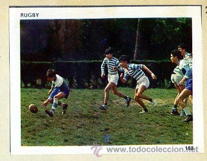Sammelleidenschaft Sport: CROMO CONTAMOS CONTIGO / ED. COLED 1968 - N&ordm; 188 rugby - DEPORTES infancia - PEGADO EN ALBUM