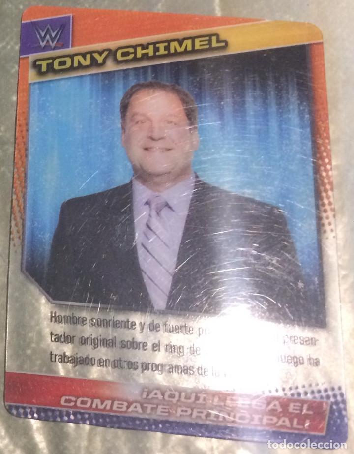 Coleccionismo deportivo: WWE Panini. Colecci&oacute;n 2015. Trading card n&ordm; 144: Tony Chimel. De pl&aacute;stico. Distinta en cada cara.