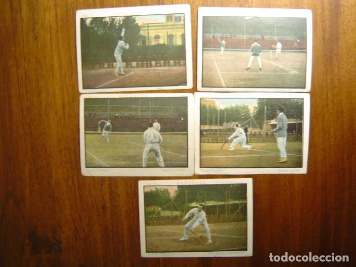 Coleccionismo deportivo: 5 cromos de Chocolate de Lawn Tennis / Tenis Masculino - A&ntilde;os 20