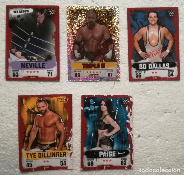 Coleccionismo deportivo: Lote de 5 cromos WWE Wrestling Topps Slam Attax
