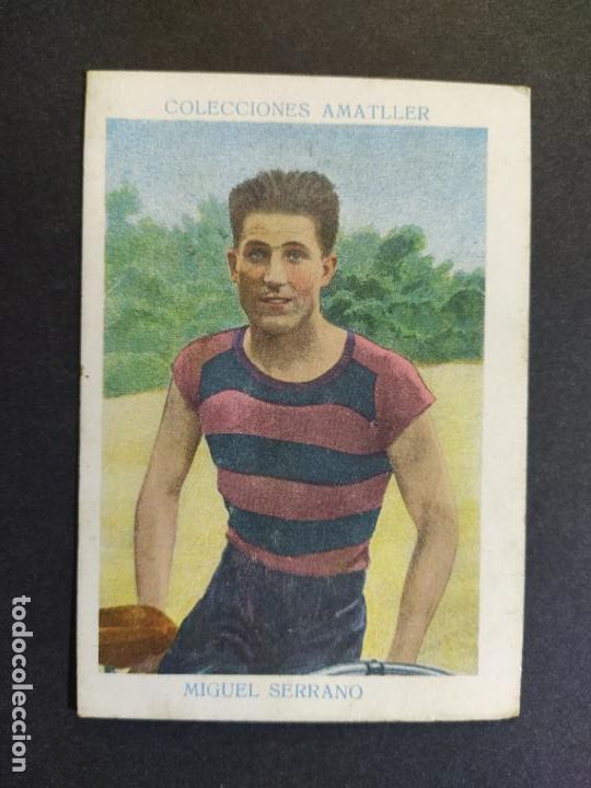 Coleccionismo deportivo: MIGUEL SERRANO-CICLISMO-N&ordm; 18-CROMO ANTIGUO-PUBLICIDAD CHOCOLATE AMATLLER-VER FOTOS-(V-19.197)