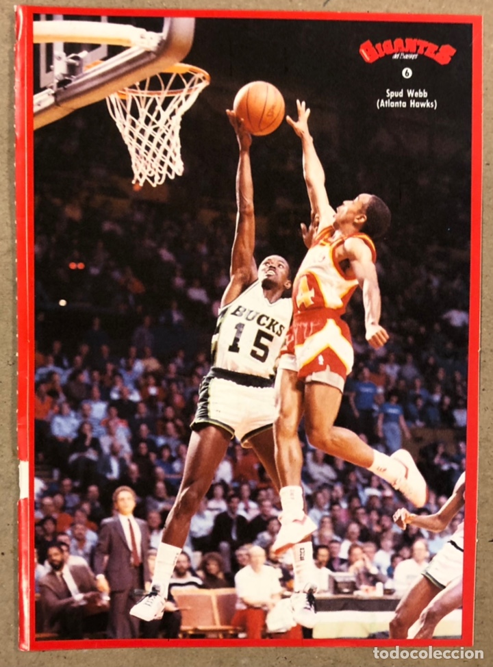 Sammelleidenschaft Sport: SPUD WEBB (ATLANTA HAWKS) N&deg; 6 CROMO PEGATINA STICKER COLECCI&Oacute;N GIGANTES DEL BASKET 1987.
