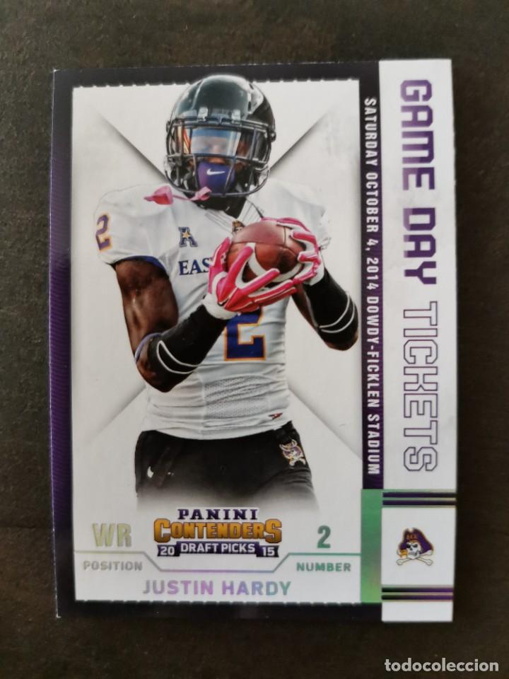 Coleccionismo deportivo: Panini Contenders Draft Picks 2015 Game Day Tickets #27 Justin Hardy NFL Card