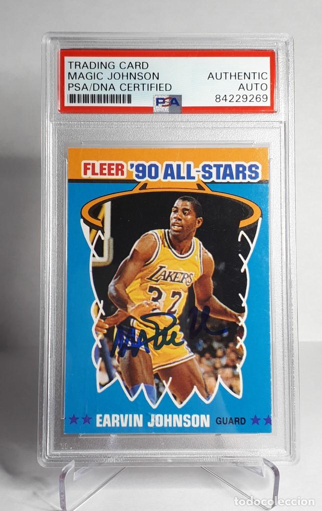 Coleccionismo deportivo: LOTE NBA MAGIC JOHNSON PSA AUTOGRAFO + FLEER ALL STARS 1988 123 - Foto 1 - 266936699