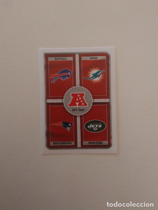 Coleccionismo deportivo: 4 ESCUDO BUFFALO MIAMI NEW ENGLAND NEW YORK JETS CROMO STICKER F&Uacute;TBOL AMERICANO PANINI NFL 2016