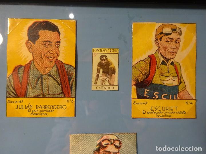 Coleccionismo deportivo: MARCO CON CROMOS DE ANTIGUAS FIGURAS DEL CICLISMO, AÑOS 30-40 - Foto 3 - 301618403