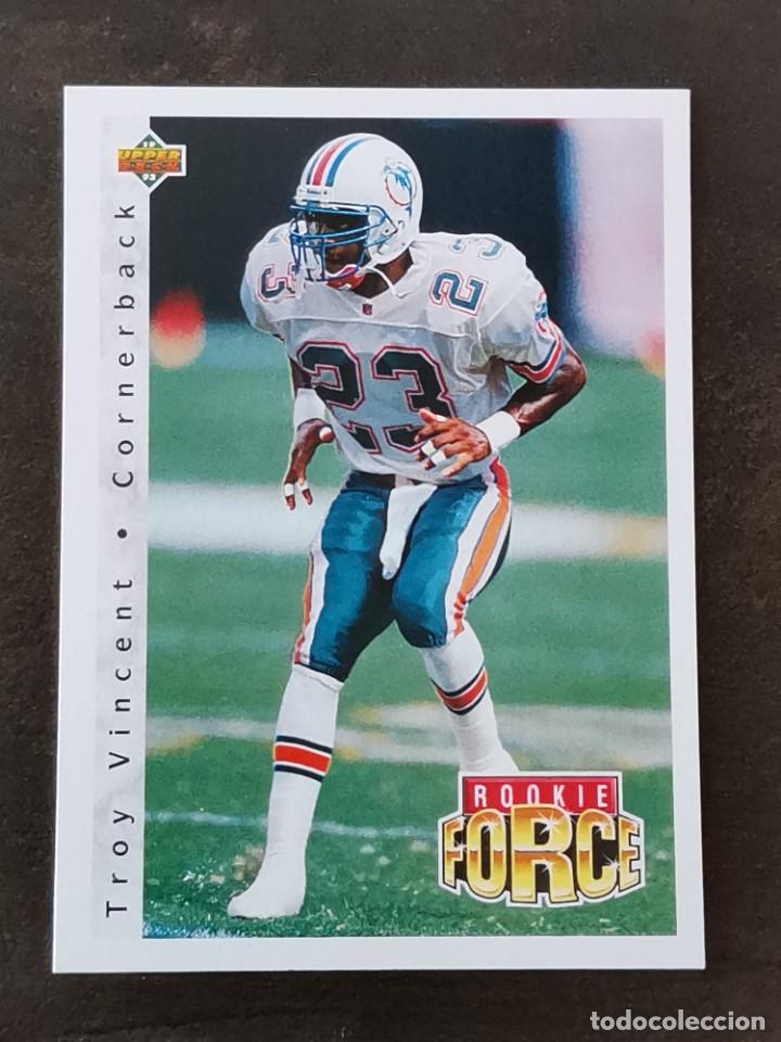 Coleccionismo deportivo: Upper Deck Football 1992 Rookie Force #423 Troy Vincent Miami Dolphins NFL Card