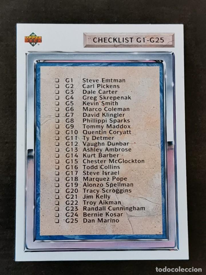Coleccionismo deportivo: Upper Deck Football 1992 #G50 Checklist G1-G50 NFL Card