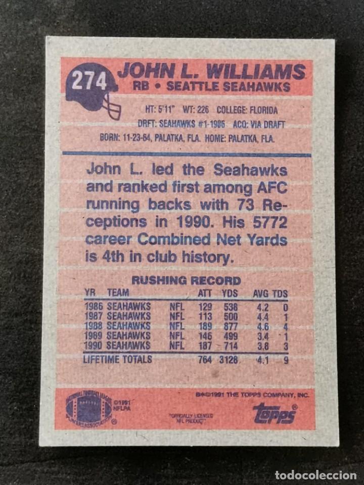 topps football 1991 #274 john l. williams seatt - Buy Collectible stickers  of other sports on todocoleccion