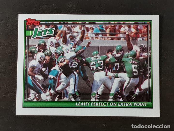 Colecionismo desportivo: Topps Football 1991 #647 Leahy Perfect on Extra Point New York Jets NFL Card