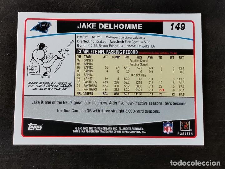 Coleccionismo deportivo: Topps Football 2006 #149 Jake Delhomme Carolina Panthers NFL Card - Foto 2 - 339357898