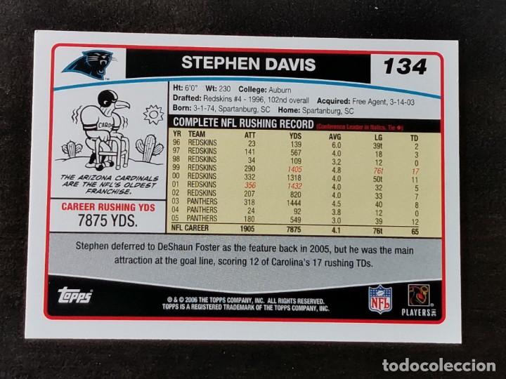 Coleccionismo deportivo: Topps Football 2006 #134 Stephen Davis Carolina Panthers NFL Card - Foto 2 - 339358243