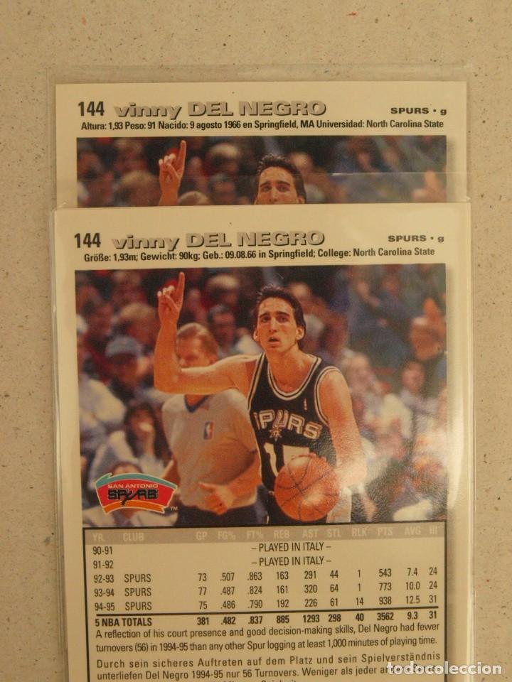 Coleccionismo deportivo: 144 VINNY DEL NEGRO CARD NBA UPPER DECK 1995 DOBLE VERSION ESPA&Ntilde;OL ALEMAN SAN ANTONIO SPURS