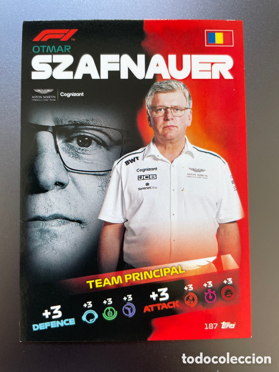 Coleccionismo deportivo: Lote 2021 Topps Attax F1 equipo de f&oacute;rmula 1 Turbo principal #187 Otmar Szafnauer