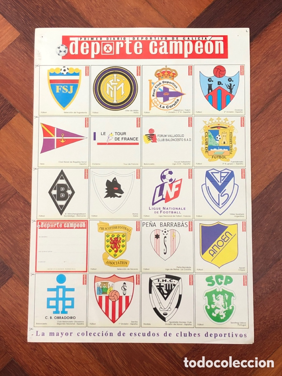 Sammelleidenschaft Sport: Pegatinas cromos Deporte Campeon, escudos deportivos (L43)