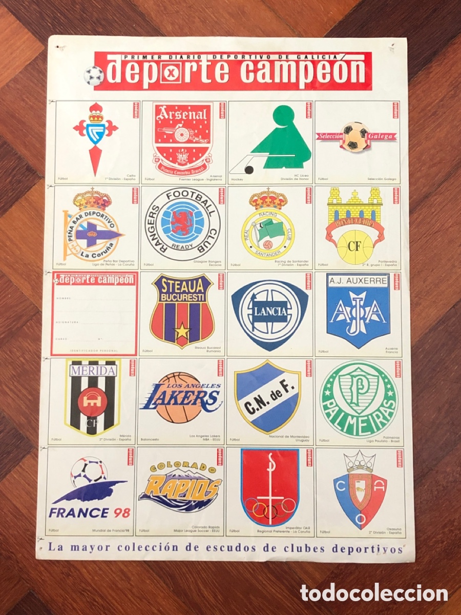 Sammelleidenschaft Sport: Pegatinas cromos Deporte Campeon, escudos deportivos (L43)