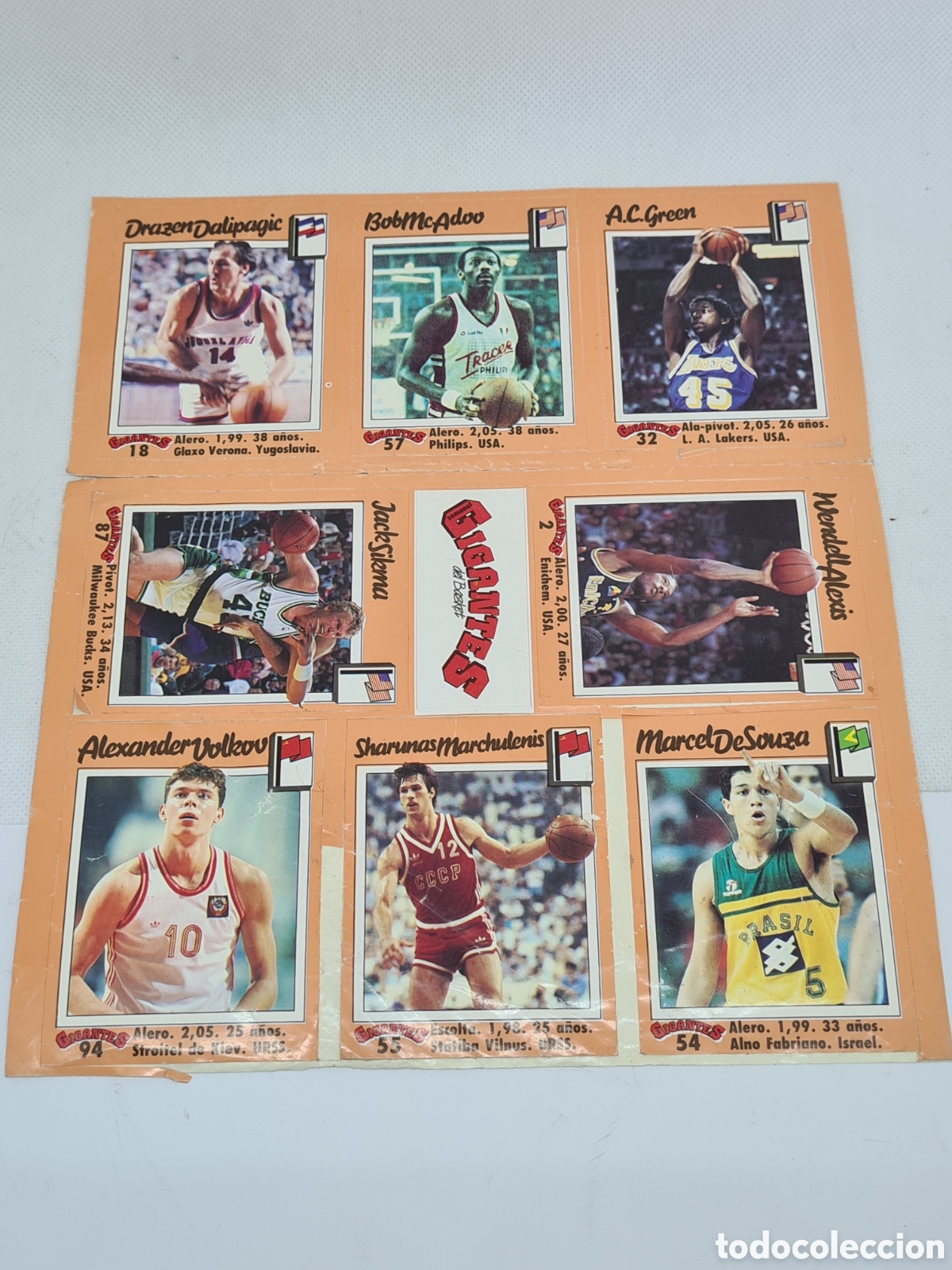 Coleccionismo deportivo: LAMINA DE CROMOS ALBUM GIGANTES DEL BASKET DALIPAGIC GREEN MC ADOO VOLKOV MARCHULENIS