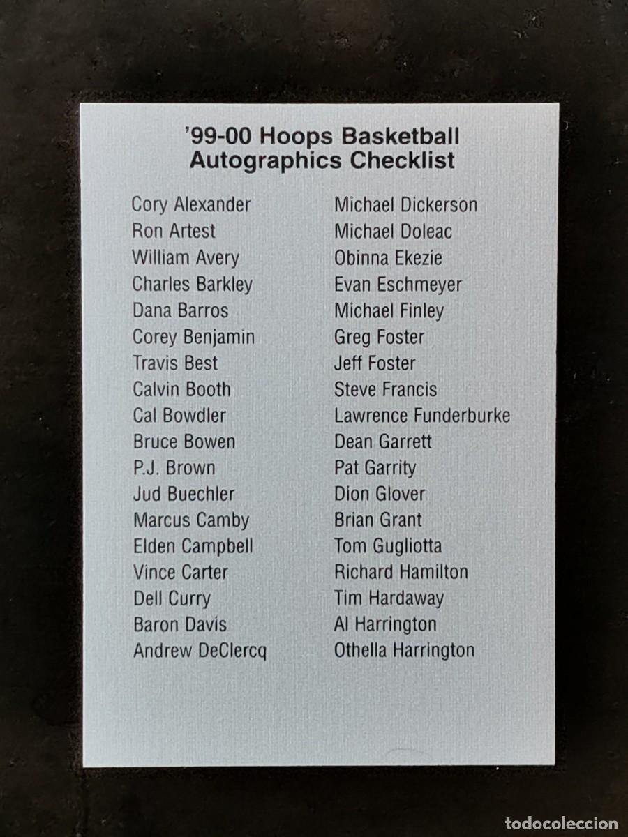 Colecionismo desportivo: Fleer Skybox Hoops 1999/00 Autographics Checklist NBA Card
