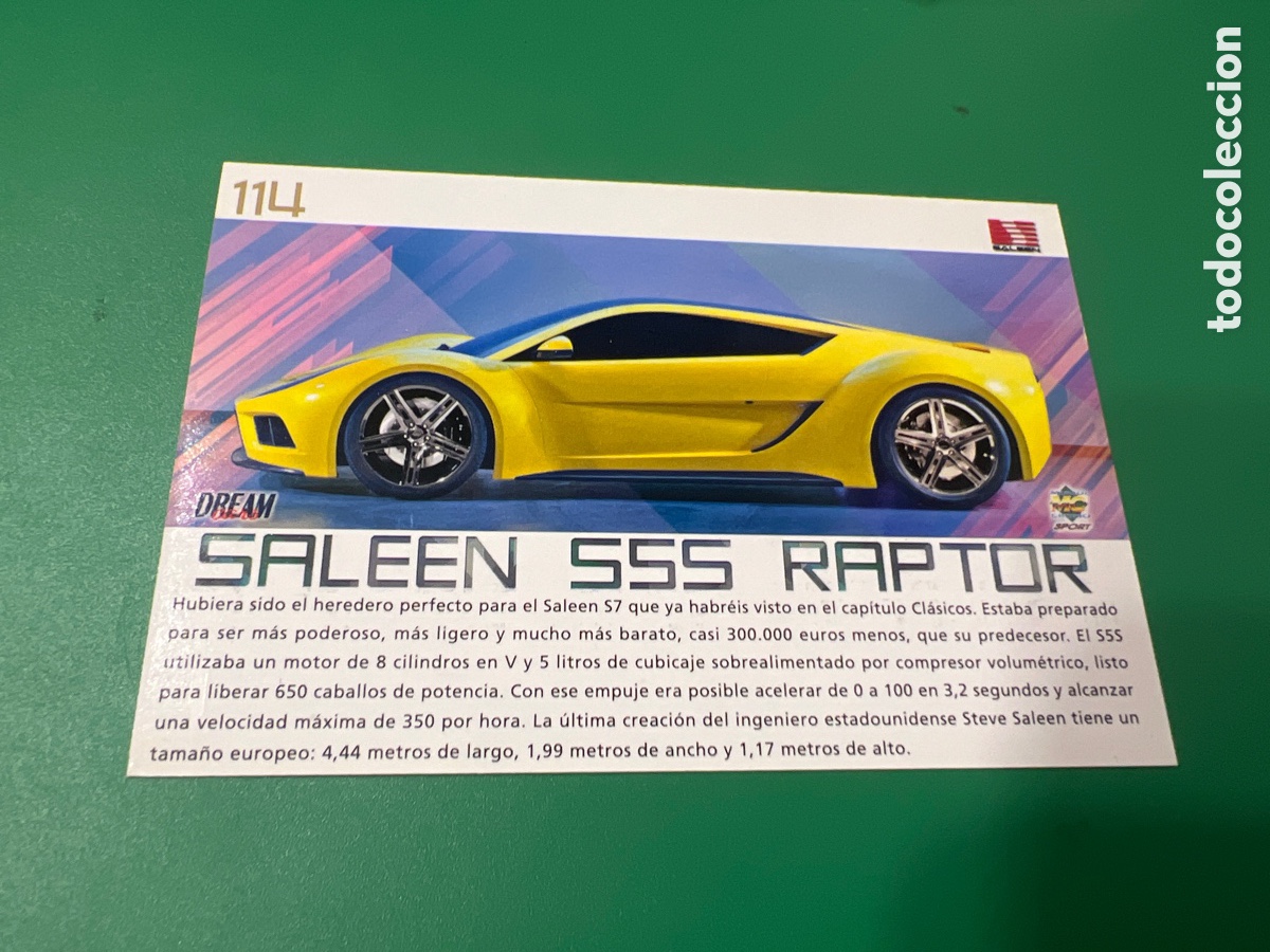 Colecionismo desportivo: A101. 114 SALEEN S5S RAPTOR TRADING CARD. Top cars. MUNDICROMO. DREAM CARS.