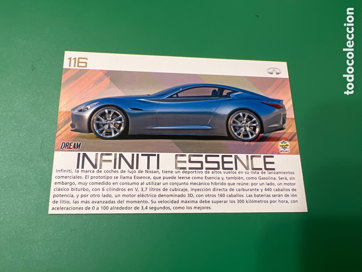 Colecionismo desportivo: A104. 116 INFINITI ESSENCE TRADING CARD. Top cars. MUNDICROMO. DREAM CARS.