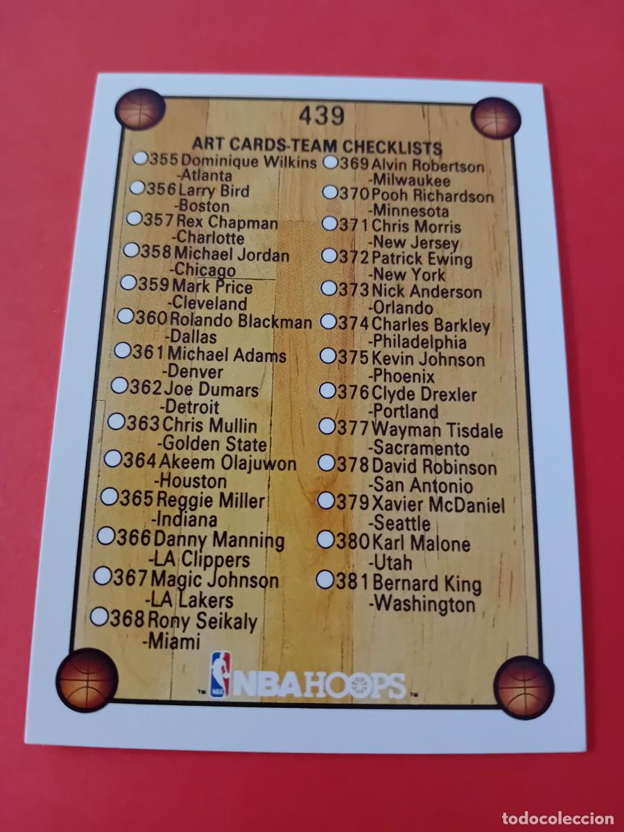 Coleccionismo deportivo: Card 439 Checklist NBA Hoops 1990-91