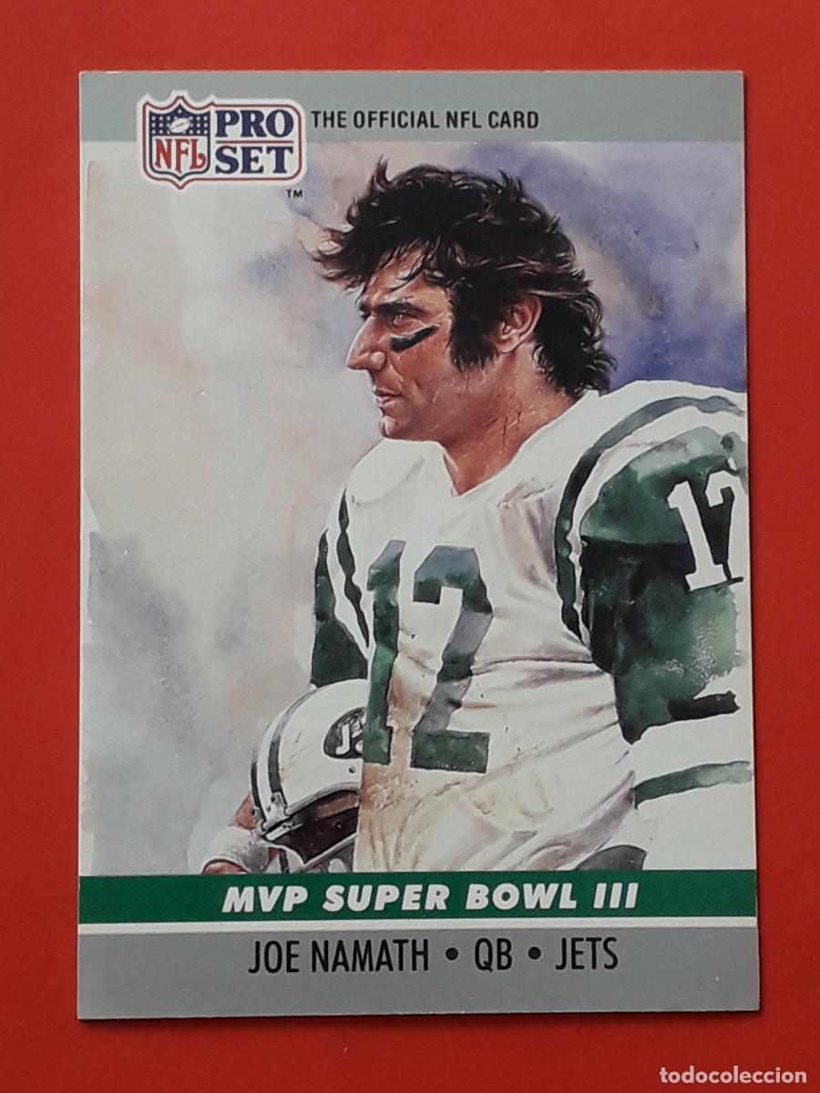 Coleccionismo deportivo: 1990 NFL PRO SET CARD #3 - JOE NAMATH QB JETS - MVP SUPER BOWL III - FUTBOL AMERICANO CARTA CROMO