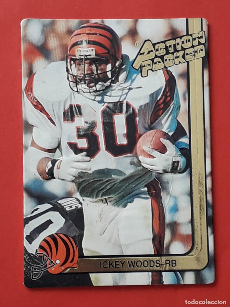 Sports collectibles: 1991 HI-PRO #40 - ACTION PACKED - ICKEY WOODS RB - FUTBOL AMERICANO CARTA CROMO RELIEVE