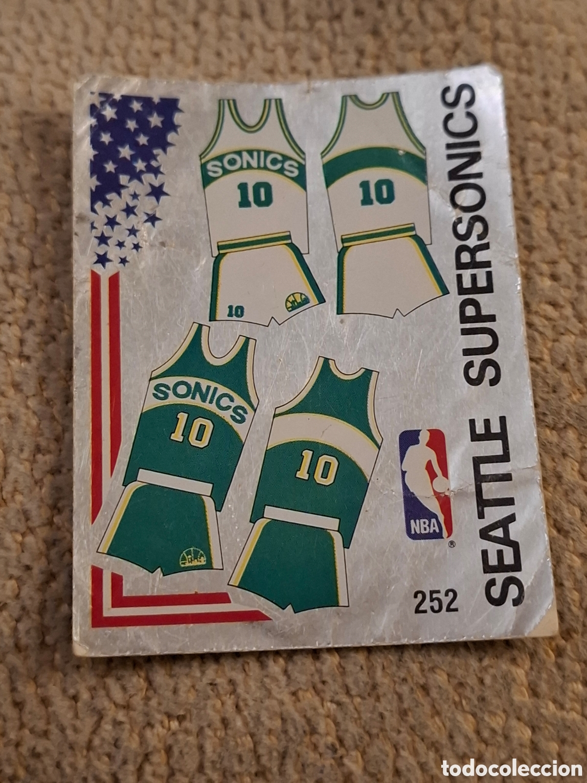 Coleccionismo deportivo: # 252 Equipaci&oacute;n Seattle Supersonics Panini Basket NBA 89 sin pegar