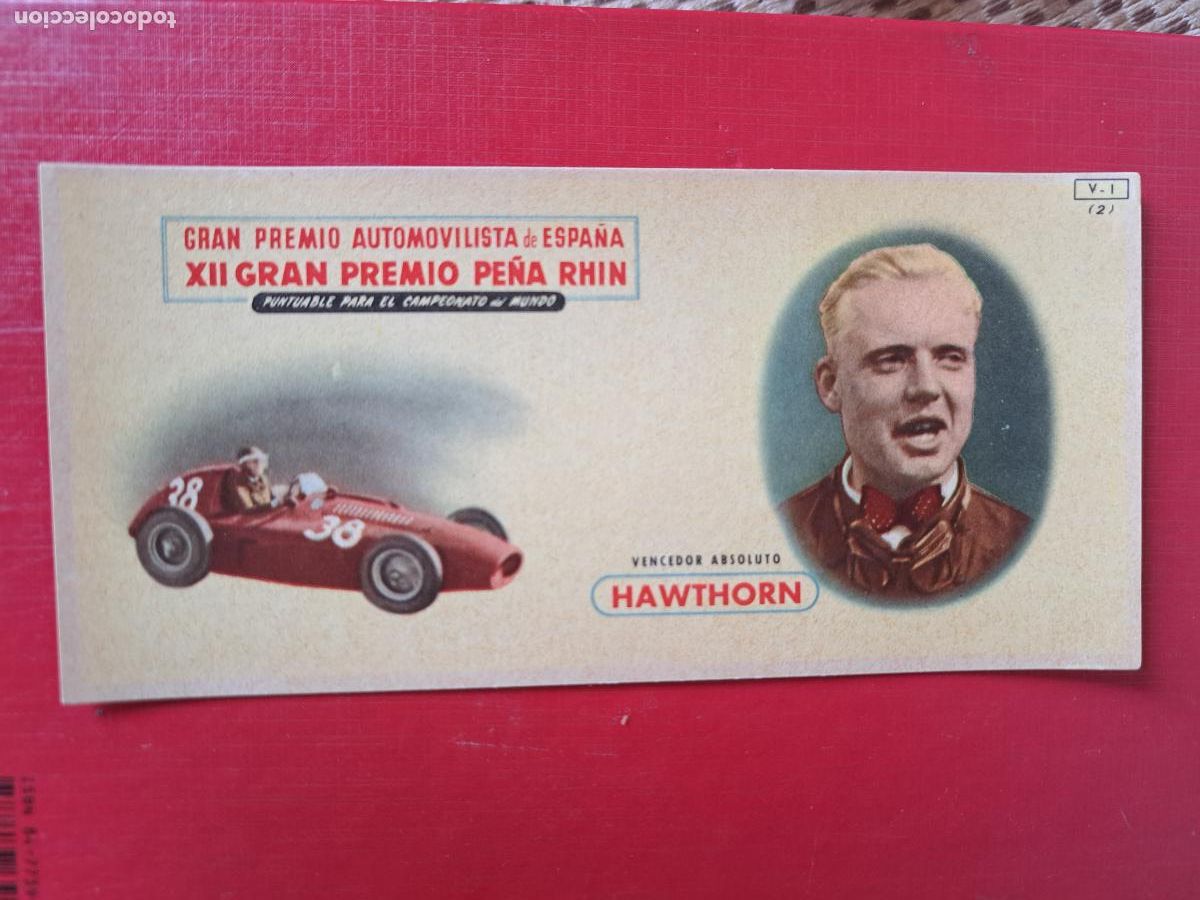 Sammelleidenschaft Sport: CHOCOLATES BATANGA GRAN PREMIO AUTOMOVILISTA PE&Ntilde;A RHIN HAWTHORN