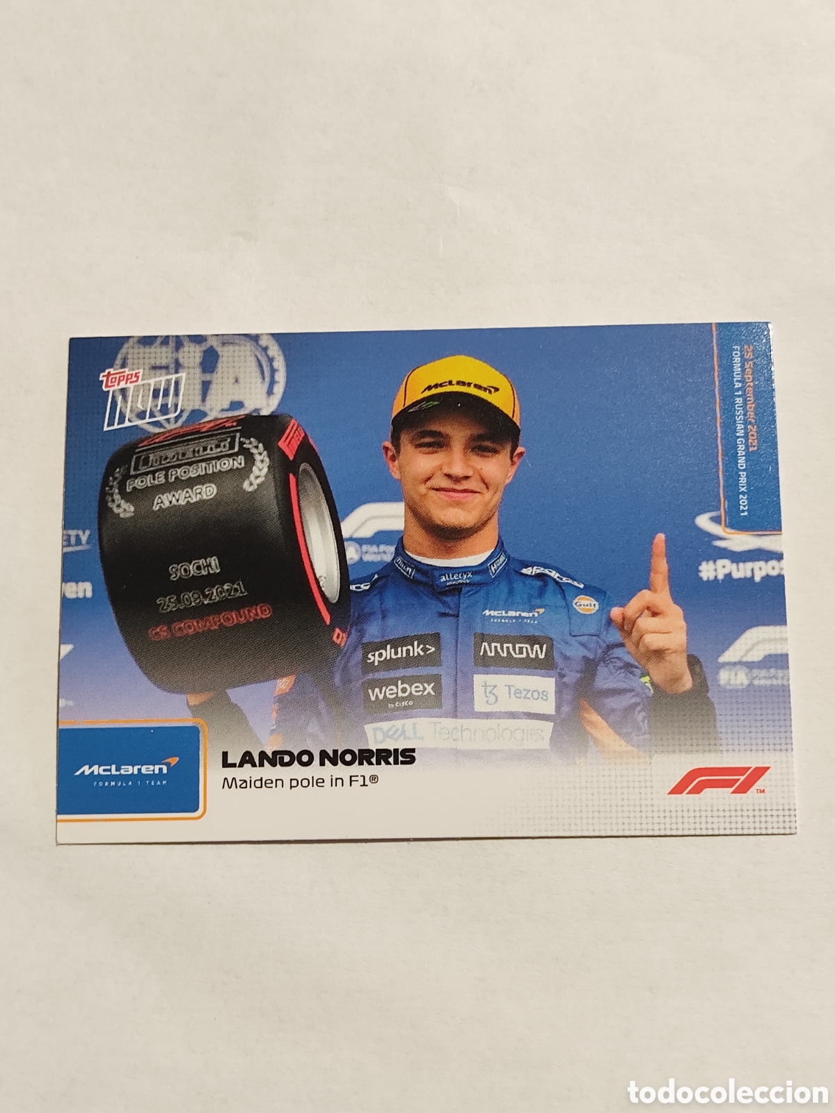 Sports collectibles: 2021 Topps Now Formula 1 Orange #58 Lando Norris (#59/99) LANDO NORRIS CONSIGUE SU PRIMERA POLE