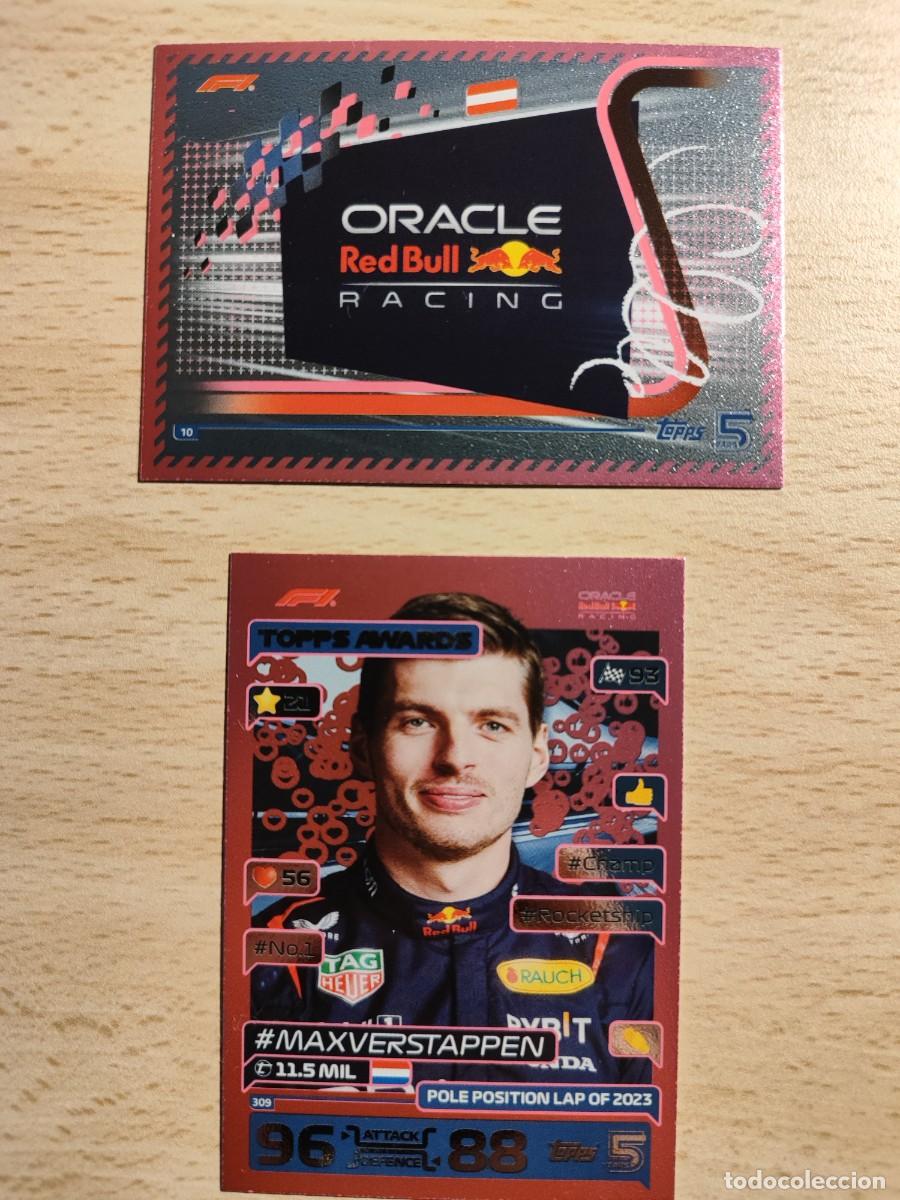 Coleccionismo deportivo: LOTE 2 TURBO ATTAX 2024 TOPPS TEAM PARALELA ROSA PINK 10 LOGO RED BULL VERSTAPPEN 309 F1 FORMULA 1