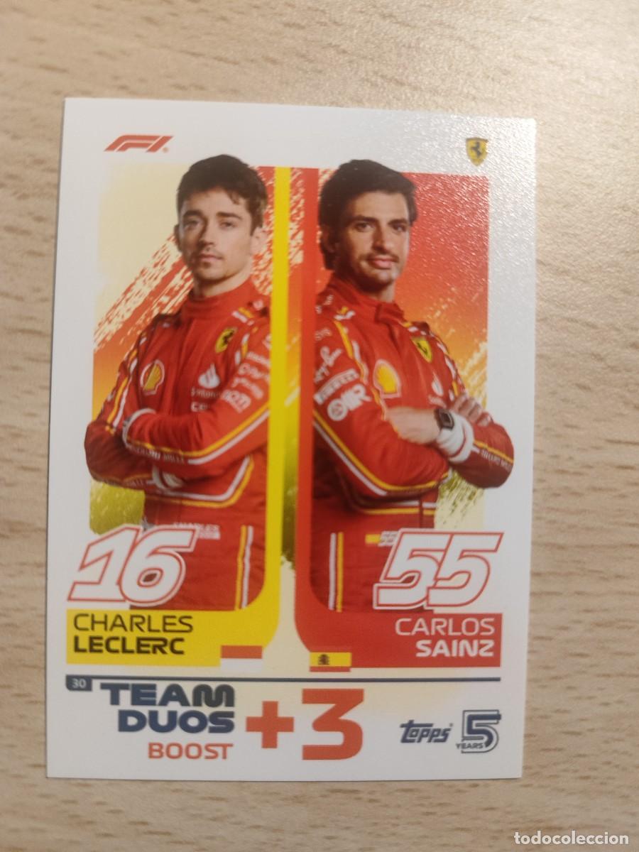 Coleccionismo deportivo: 30 TURBO ATTAX 2024 TOPPS TEAM DUO SAINZ LECLERC FERRARI F1 FORMULA 1 24