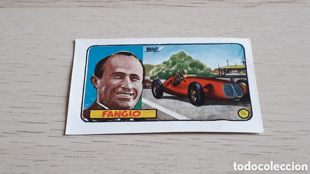 Coleccionismo deportivo: Cromo Fangio # 94, Automovilismo album H&eacute;roes Mundiales, Ed. Cliper, original a&ntilde;o 1952.
