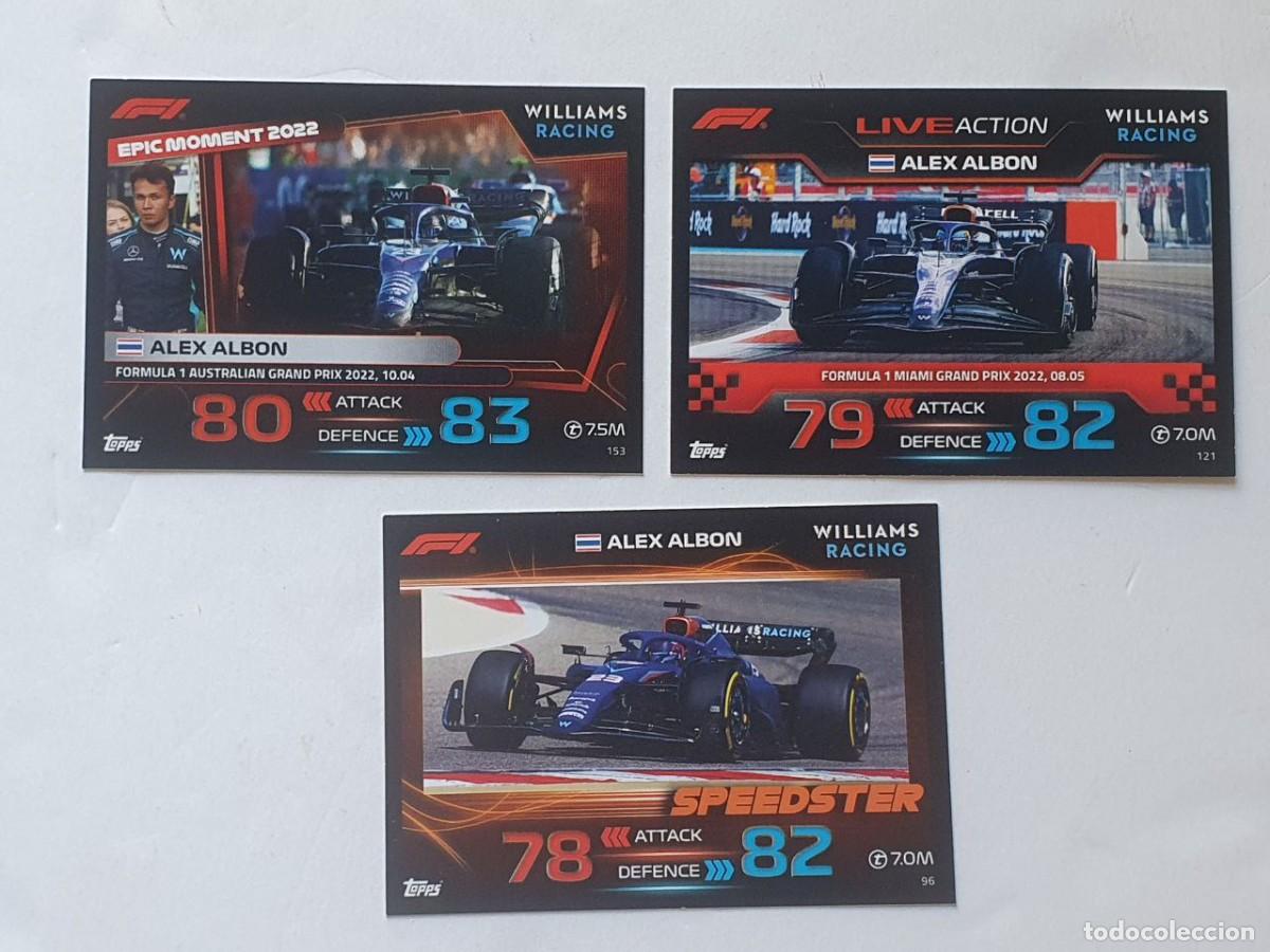 Colecionismo desportivo: 3 Cards F1 WILLIAMS Alex ALBON Cars - TOPPS Turbo Attax F1 2023