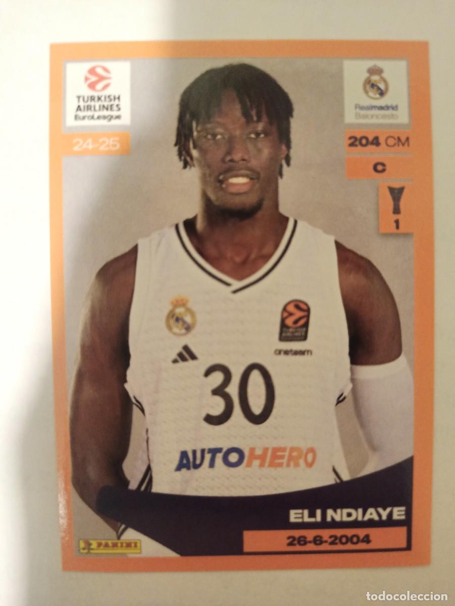 Sports collectibles: ROOKIE CROMO 329 ELI JOHN NDIAYE REAL MADRID - EUROLEAGUE 2024 2025 24 25 PANINI BASKETBALL