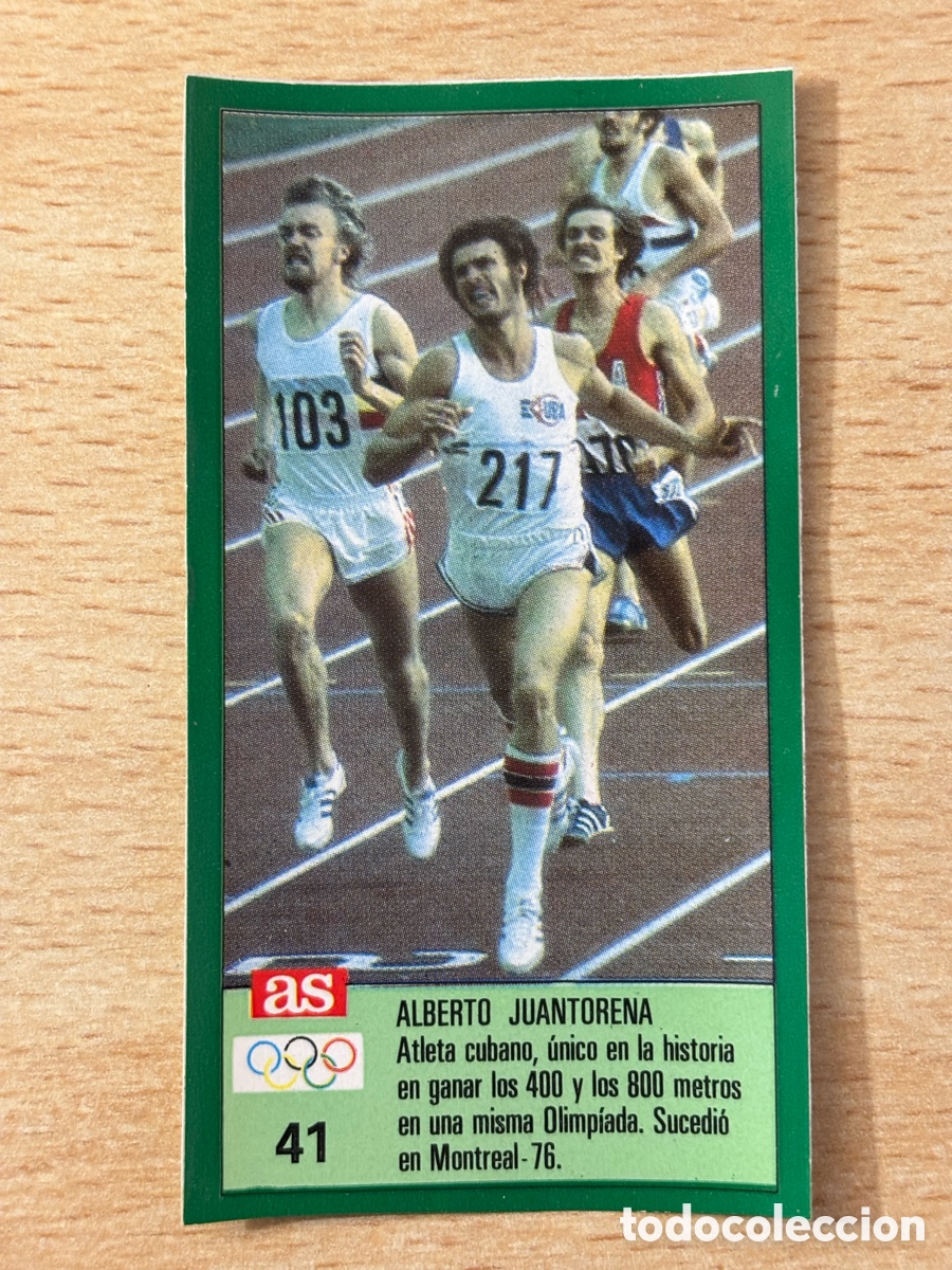 Sammelleidenschaft Sport: # 41 Alberto Juantorena Cuba Atletismo Ases Ol&iacute;mpicos 1988 sin pegar