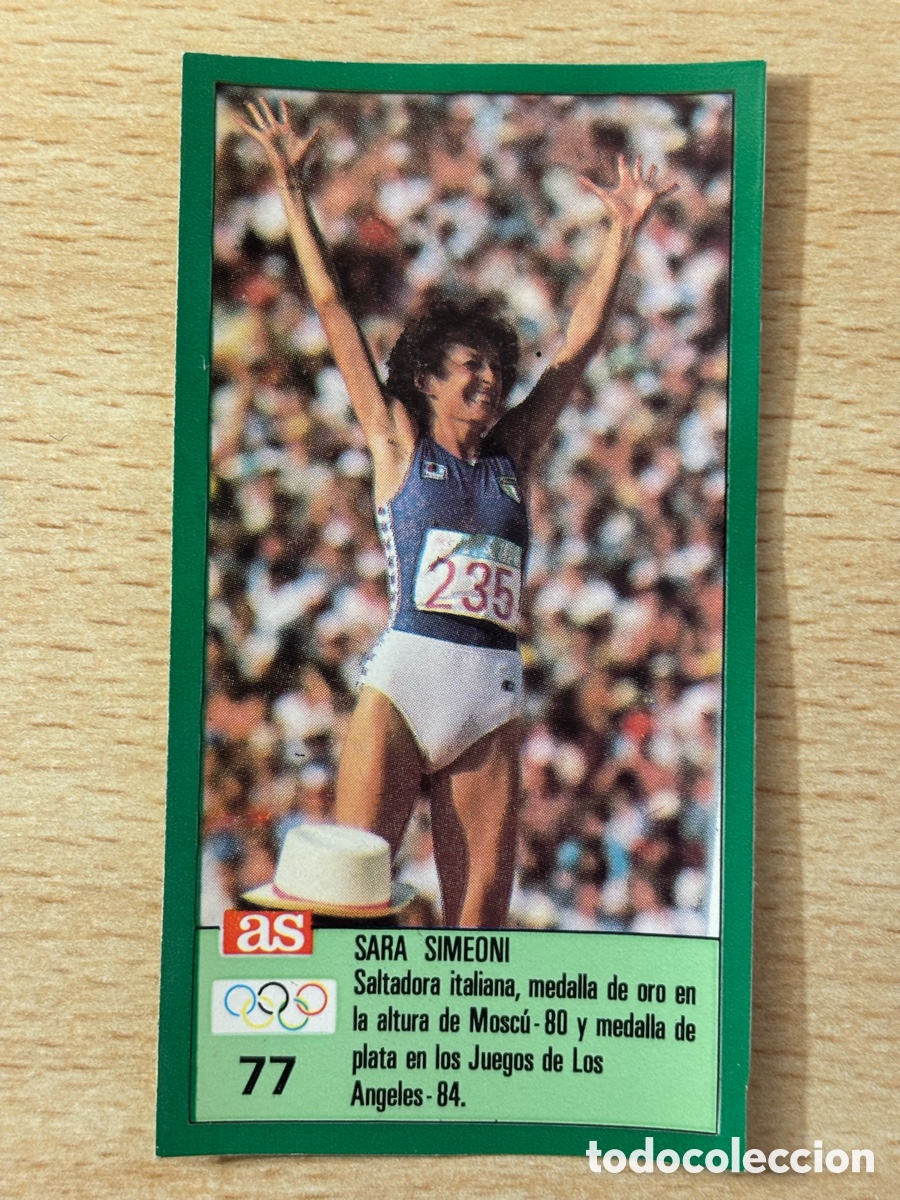 Sammelleidenschaft Sport: # 77 Sara Simeoni Italia Atletismo Ases Ol&iacute;mpicos 1988 sin pegar
