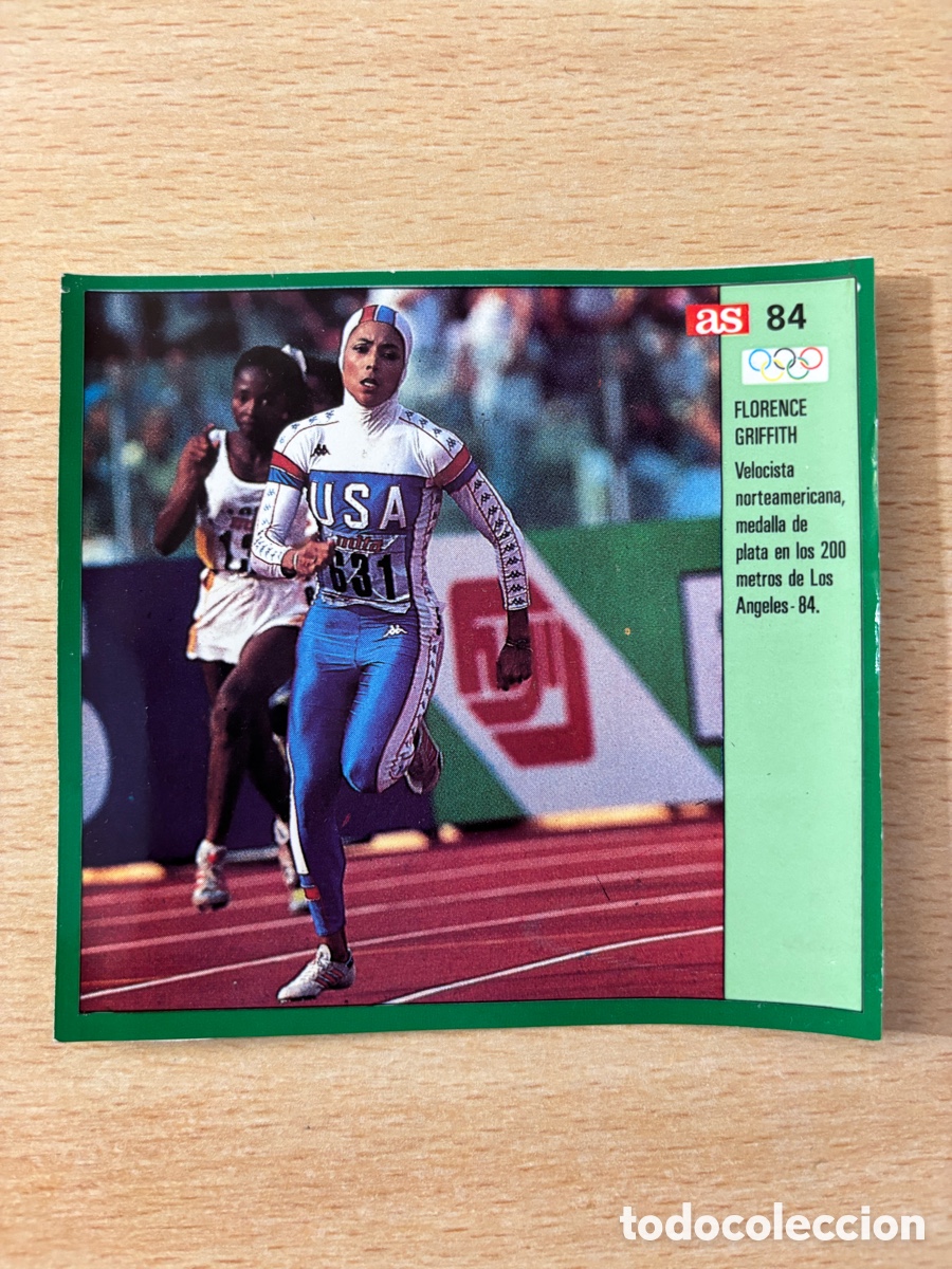 Sammelleidenschaft Sport: # 84 Florence Griffith USA Atletismo Ases Ol&iacute;mpicos 1988 sin pegar