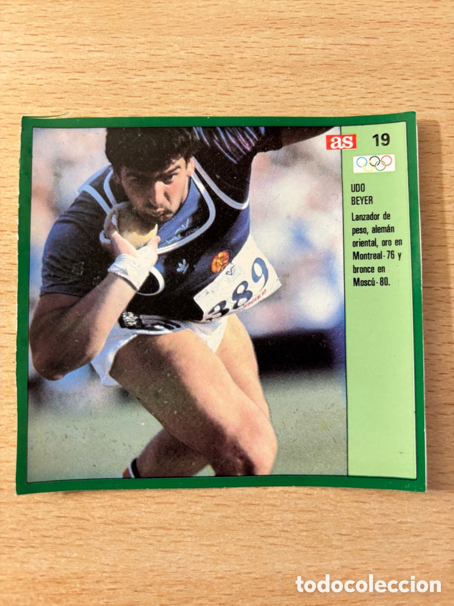 Sammelleidenschaft Sport: # 19 Udo Beyer Alemania Atletismo Ases Ol&iacute;mpicos 1988 sin pegar