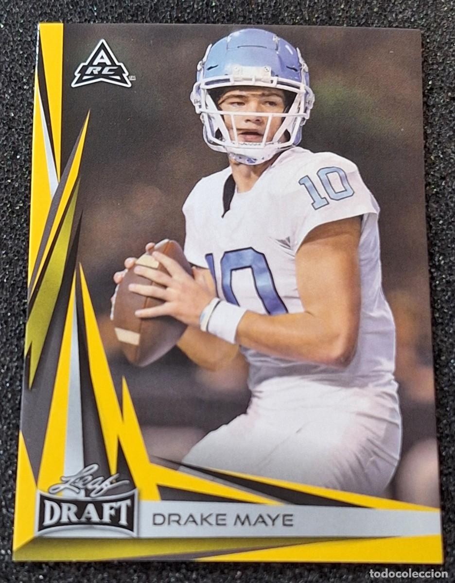 Collezionismo sportivo: Drake Maye North Carolina Football Leaf 2023 Draft Yellow Rookie Rc