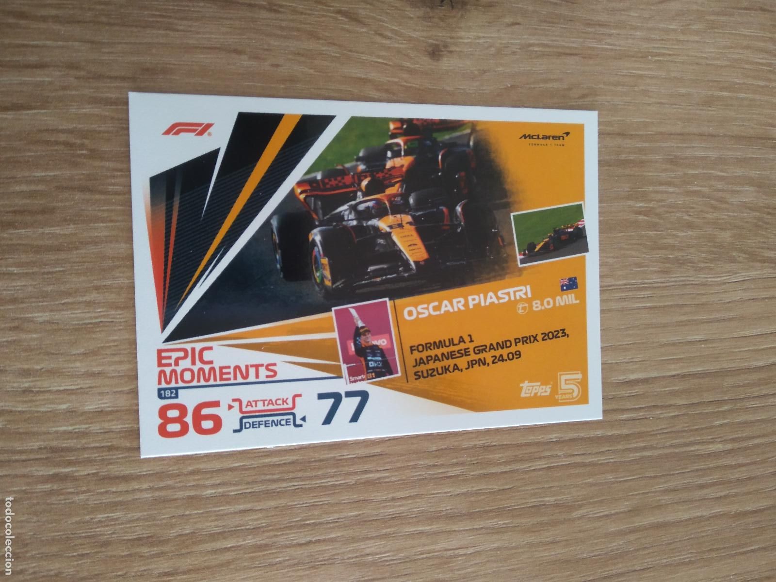 Coleccionismo deportivo: 182 OSCAR PIASTRI CROMO F1 Topps Formula 1 Turbo Attax 2024