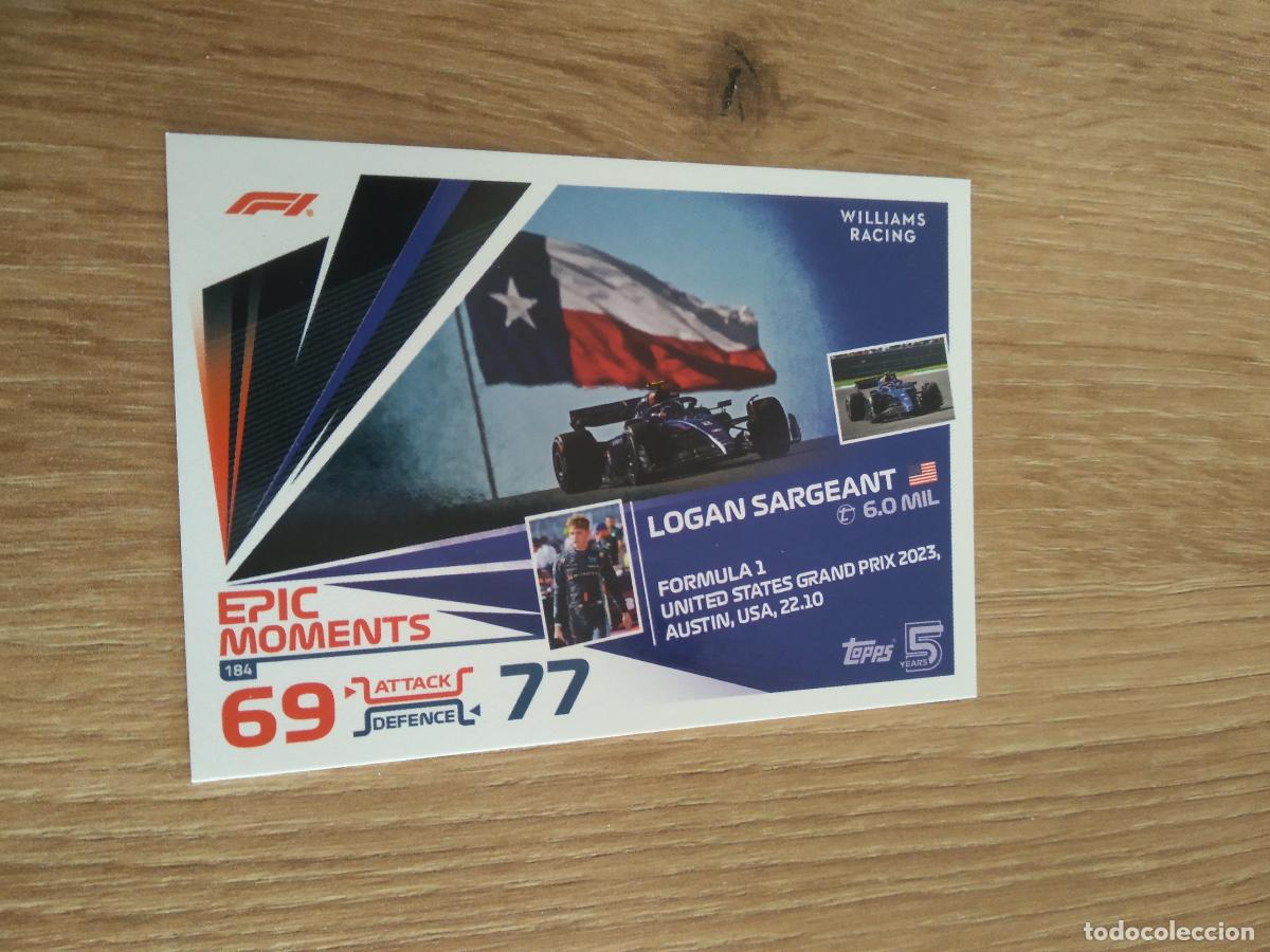 Coleccionismo deportivo: 184 LOGAN SARGEANT CROMO F1 Topps Formula 1 Turbo Attax 2024