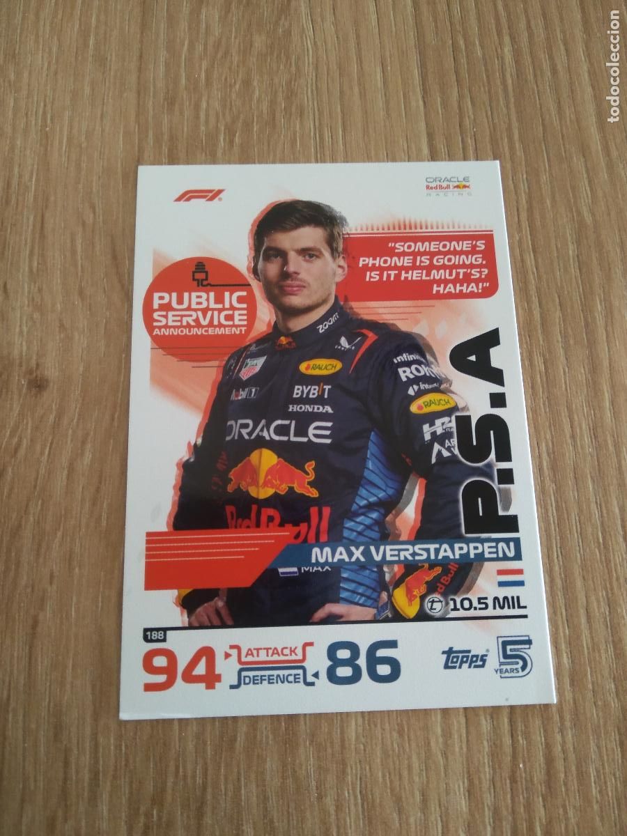 Coleccionismo deportivo: 188 MAX VERSTAPPEN CROMO F1 Topps Formula 1 Turbo Attax 2024