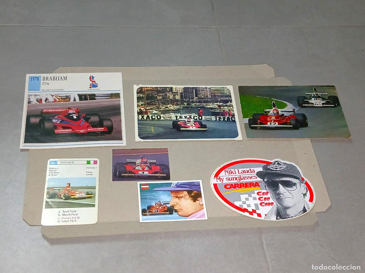 Coleccionismo deportivo: Cromos f&oacute;rmula 1. Niki Lauda, lote 7 diferentes (cromo, carta, pegatina, postal, tarjetas)