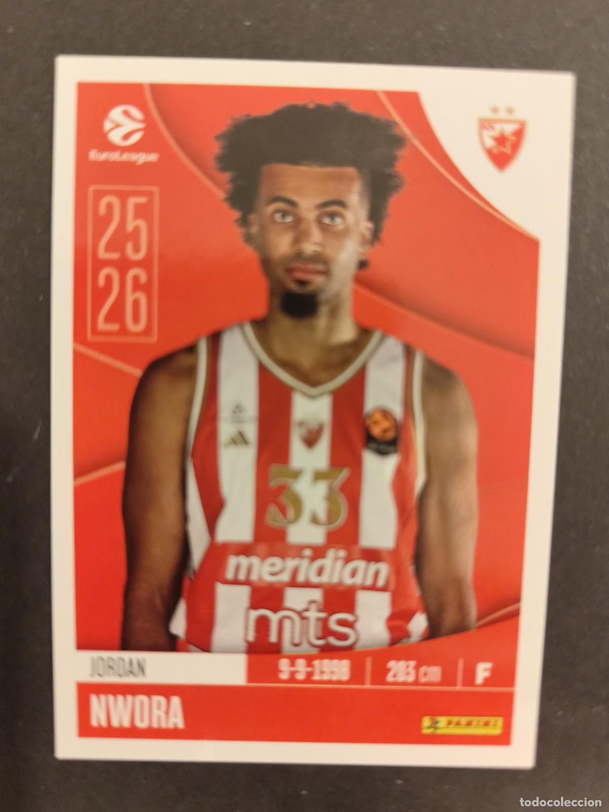 Sports collectibles: 105 JORDAN NWORA ESTRELLA ROJA BELGRADO EUROLEAGUE 2025 2026 25 26 BALONCESTO