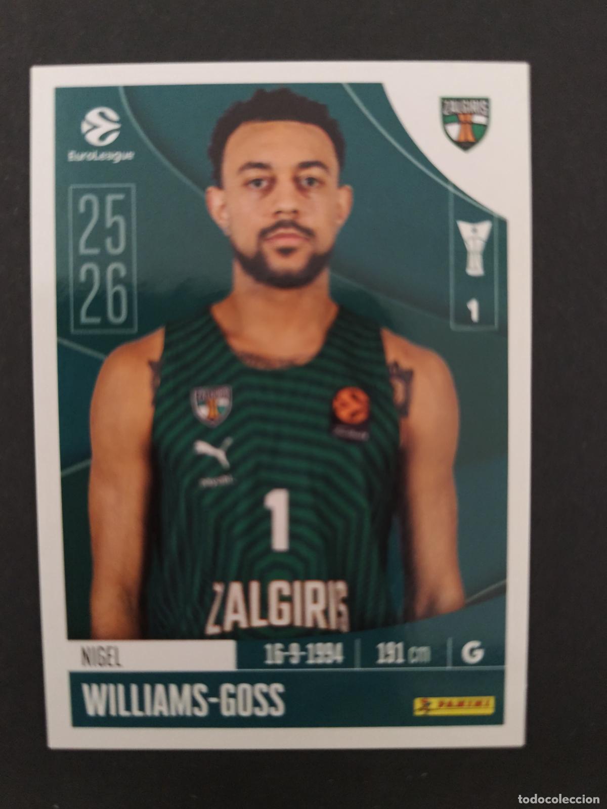 Sports collectibles: 369 NIGEL WILLIAMS-GOSS ŽALGIRIS KAUNAS EUROLEAGUE 2025 2026 25 26 BALONCESTO